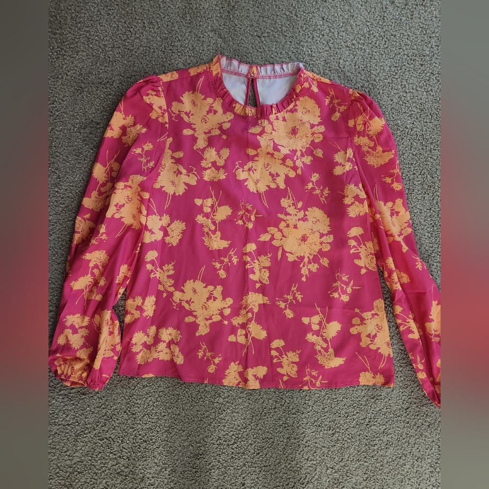 Shein Floral Pink and Yellow Blouse